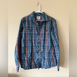O'Neill Men’s Teal and Orange Plaid Shirt size Medium Cotton blend skater